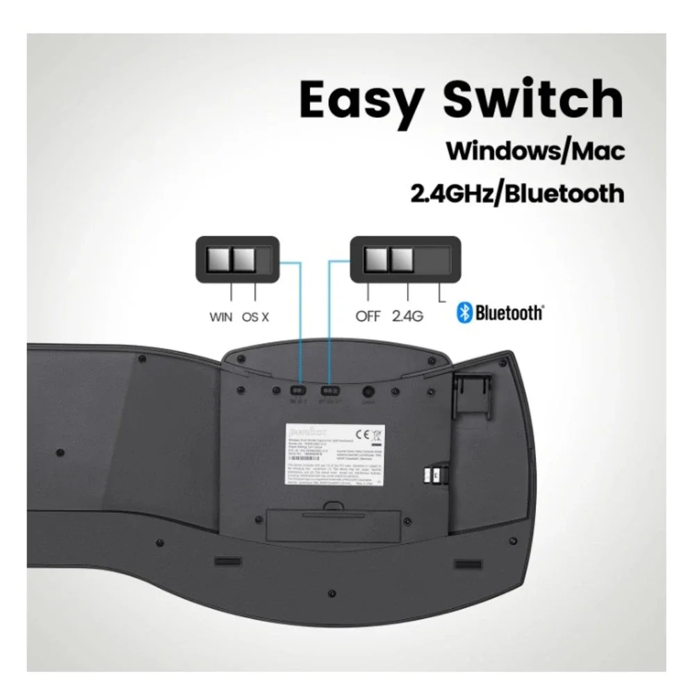 Perixx‎ Wireless Ergonomic Keyboard – PERIBOARD-612B – Dual Bluetooth & 2.4G